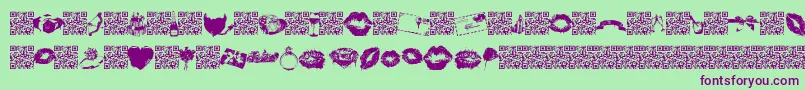 Lovemarks-fontti – violetit fontit vihreällä taustalla