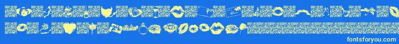 フォントLovemarks – 黄色の文字、青い背景
