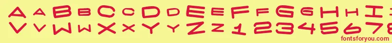 フォント7 Days Fat Rotated – 赤い文字の黄色い背景