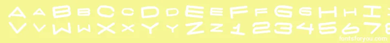 7 Days Fat Rotated-Schriftart – Weiße Schriften auf gelbem Hintergrund