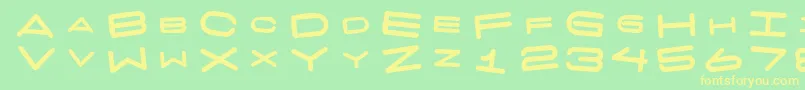7 Days Fat Rotated Font – Yellow Fonts on Green Background