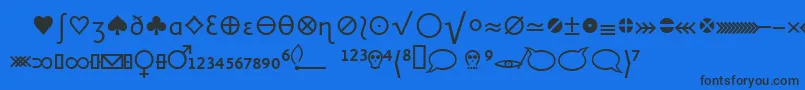フォントLinotypeheurekaGlyphs – 黒い文字の青い背景
