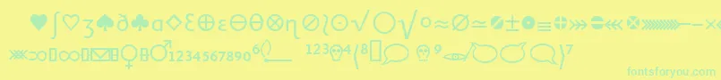 Police LinotypeheurekaGlyphs – polices vertes sur fond jaune
