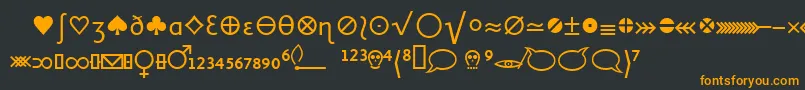 フォントLinotypeheurekaGlyphs – 黒い背景にオレンジの文字