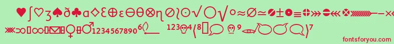 LinotypeheurekaGlyphs Font – Red Fonts on Green Background