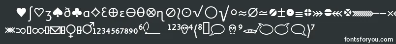 フォントLinotypeheurekaGlyphs – 黒い背景に白い文字