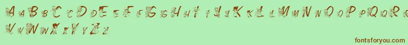 LmsColorKids Font – Brown Fonts on Green Background