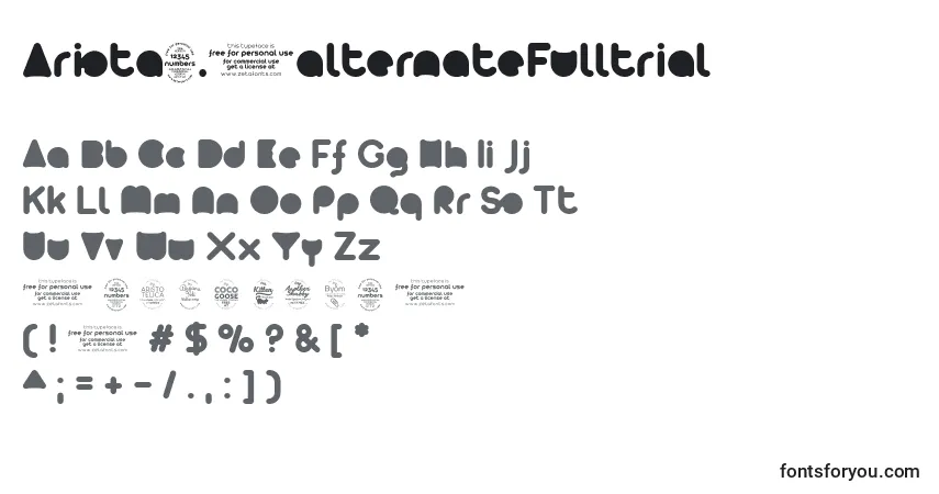 Czcionka Arista2.0alternateFulltrial – alfabet, cyfry, specjalne znaki