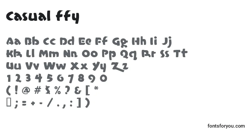 Casual ffy font – alphabet, numbers, special characters