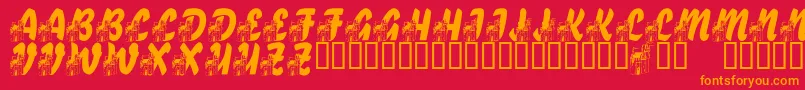LmsFairytaleChateau Font – Orange Fonts on Red Background