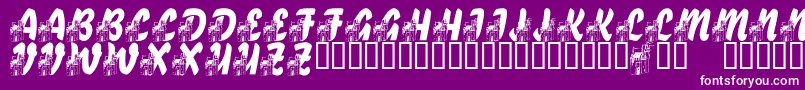 Fonte LmsFairytaleChateau – fontes brancas em um fundo violeta