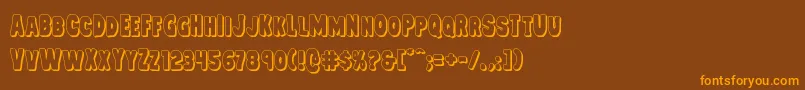 Mysterymobile3D-Schriftart – Orangefarbene Schriften auf braunem Hintergrund