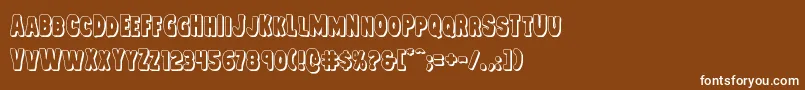 Mysterymobile3D-Schriftart – Weiße Schriften auf braunem Hintergrund