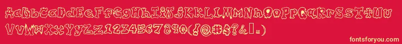 GraffitiInMyBones Font – Yellow Fonts on Red Background