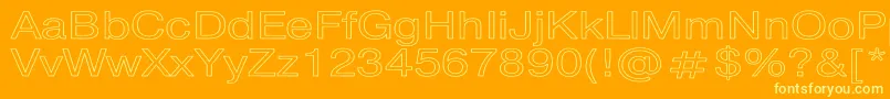 PragmaticaHw-Schriftart – Gelbe Schriften auf orangefarbenem Hintergrund