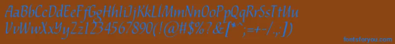 Nataliscriptc Font – Blue Fonts on Brown Background