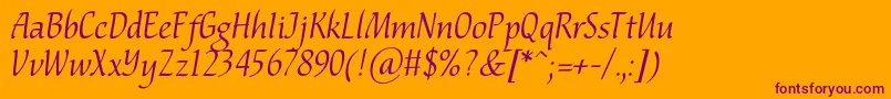 Nataliscriptc Font – Purple Fonts on Orange Background