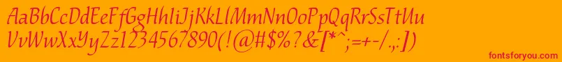 Nataliscriptc-Schriftart – Rote Schriften auf orangefarbenem Hintergrund