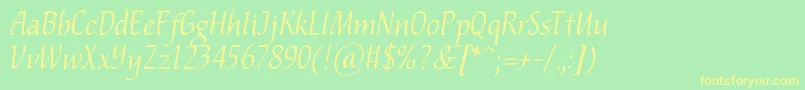 Nataliscriptc Font – Yellow Fonts on Green Background