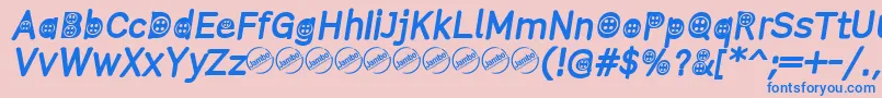 ButtonTItalic Font – Blue Fonts on Pink Background