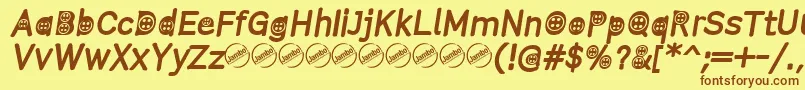 ButtonTItalic Font – Brown Fonts on Yellow Background