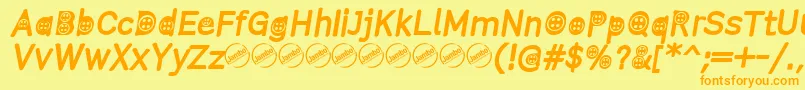 ButtonTItalic Font – Orange Fonts on Yellow Background