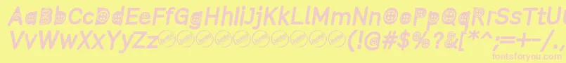 ButtonTItalic Font – Pink Fonts on Yellow Background