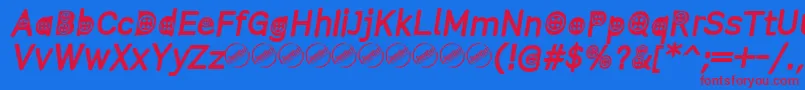 Fonte ButtonTItalic – fontes vermelhas em um fundo azul
