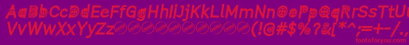ButtonTItalic Font – Red Fonts on Purple Background