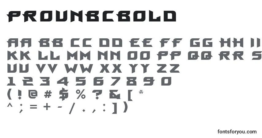 Schriftart ProunbcBold – Alphabet, Zahlen, spezielle Symbole