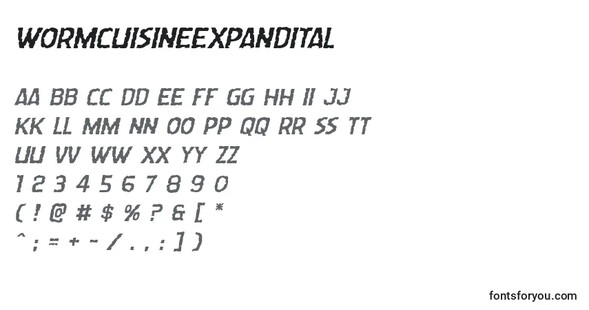 Schriftart Wormcuisineexpandital – Alphabet, Zahlen, spezielle Symbole