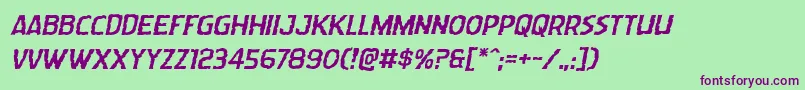 Wormcuisineexpandital Font – Purple Fonts on Green Background