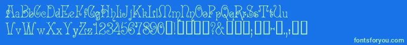 AcadianTM Font – Green Fonts on Blue Background