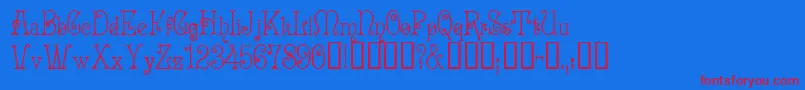 AcadianTM Font – Red Fonts on Blue Background