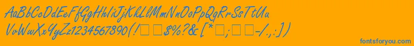 NanoScriptSsi-Schriftart – Blaue Schriften auf orangefarbenem Hintergrund