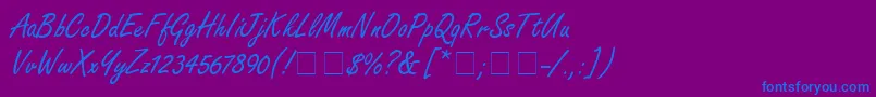 NanoScriptSsi-Schriftart – Blaue Schriften auf violettem Hintergrund