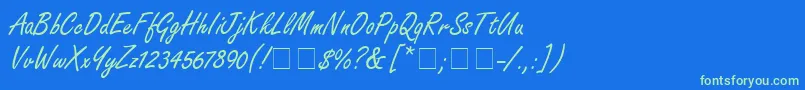 NanoScriptSsi Font – Green Fonts on Blue Background