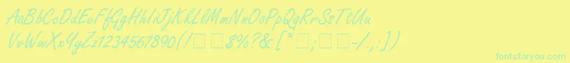 NanoScriptSsi Font – Green Fonts on Yellow Background