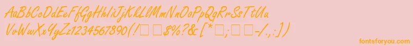 NanoScriptSsi-Schriftart – Orangefarbene Schriften auf rosa Hintergrund