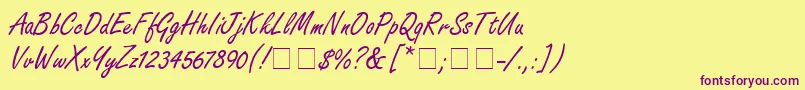 NanoScriptSsi Font – Purple Fonts on Yellow Background