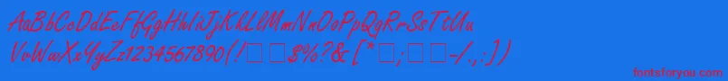 NanoScriptSsi-Schriftart – Rote Schriften auf blauem Hintergrund