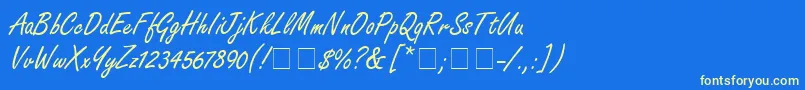 NanoScriptSsi Font – Yellow Fonts on Blue Background