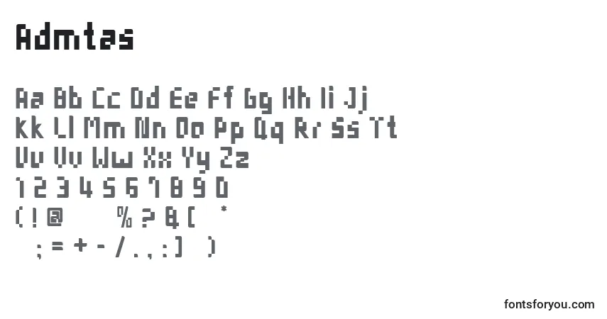 Czcionka Admtas – alfabet, cyfry, specjalne znaki