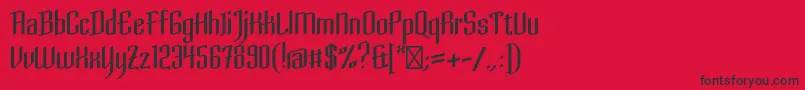 フォントDaimonionRegular – 赤い背景に黒い文字