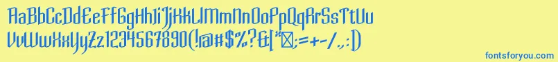 フォントDaimonionRegular – 青い文字が黄色の背景にあります。