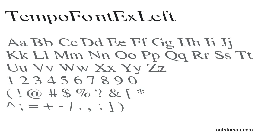 Police TempoFontExLeft - Alphabet, Chiffres, Caractères Spéciaux