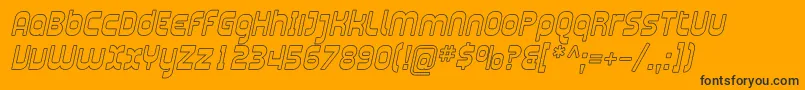 PlasmaticaOutlineItalic-Schriftart – Schwarze Schriften auf orangefarbenem Hintergrund