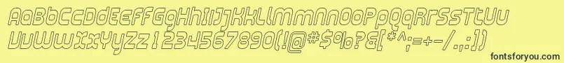 Fonte PlasmaticaOutlineItalic – fontes pretas em um fundo amarelo