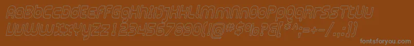 PlasmaticaOutlineItalic-Schriftart – Graue Schriften auf braunem Hintergrund