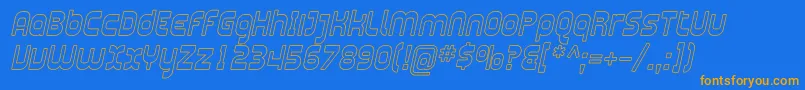 Fonte PlasmaticaOutlineItalic – fontes laranjas em um fundo azul